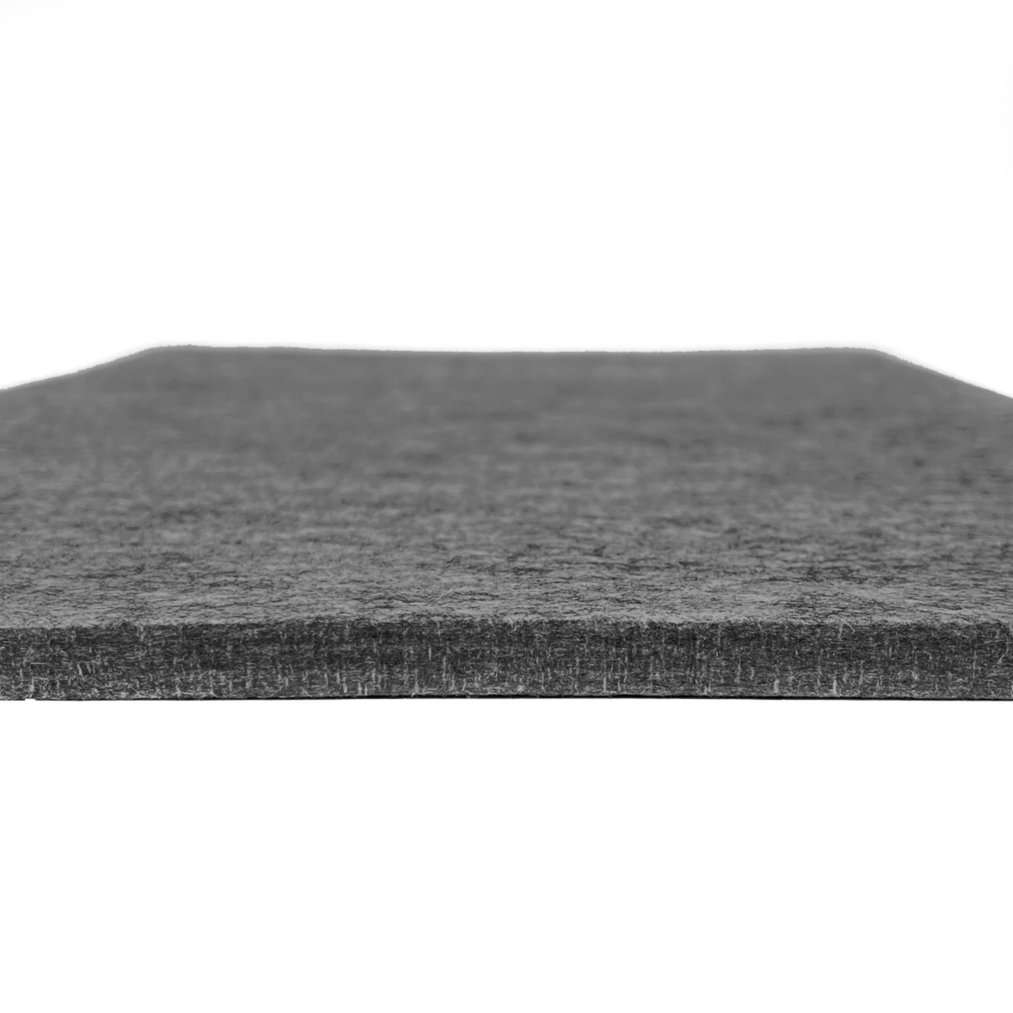 Close-up view of thick gray wool pressing mat material and texture