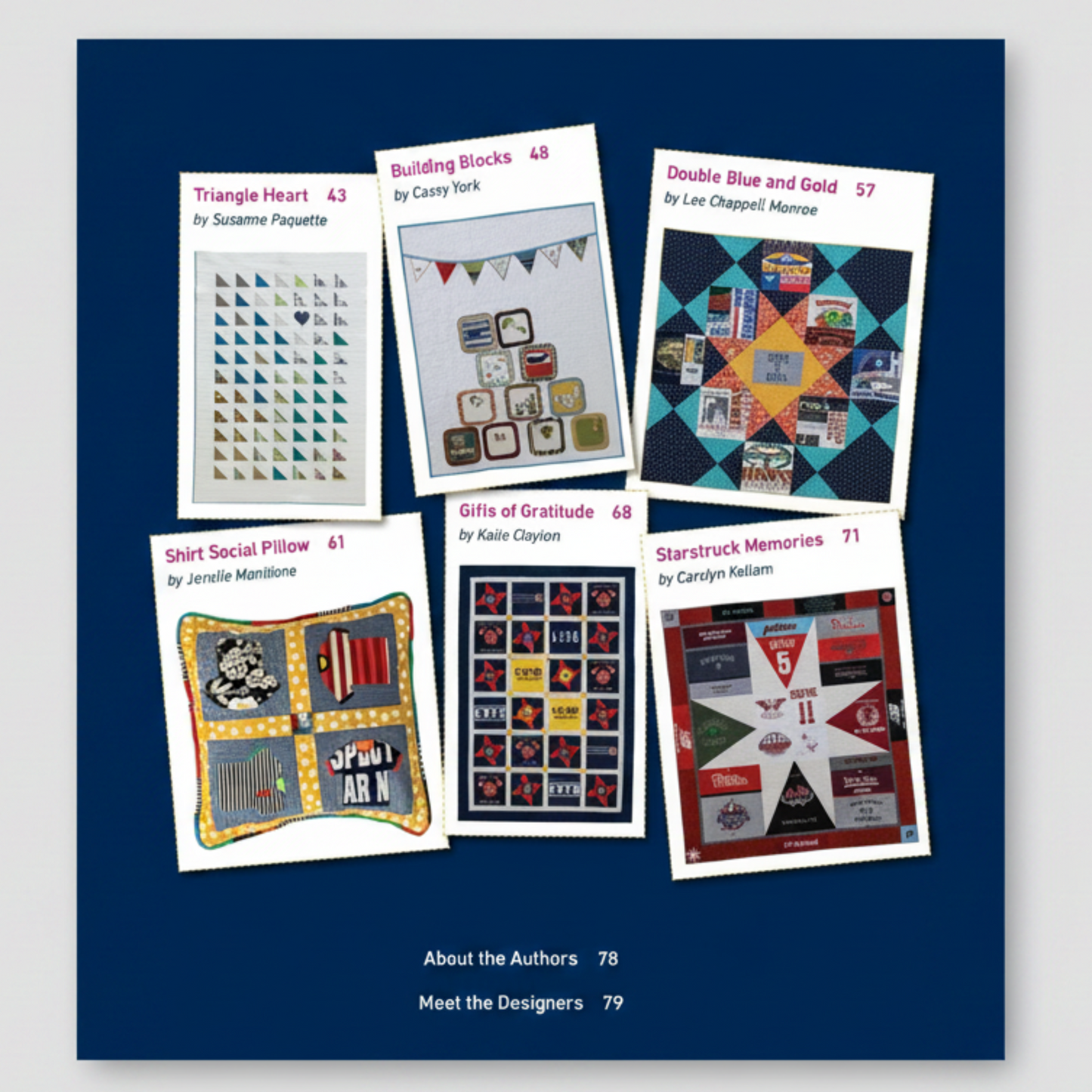 Project gallery page from The T-Shirt Quilt Book featuring memory quilt and T-shirt pillow designs