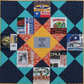 Memory quilt pattern featuring college and fraternity T-shirts in a geometric quilt layout