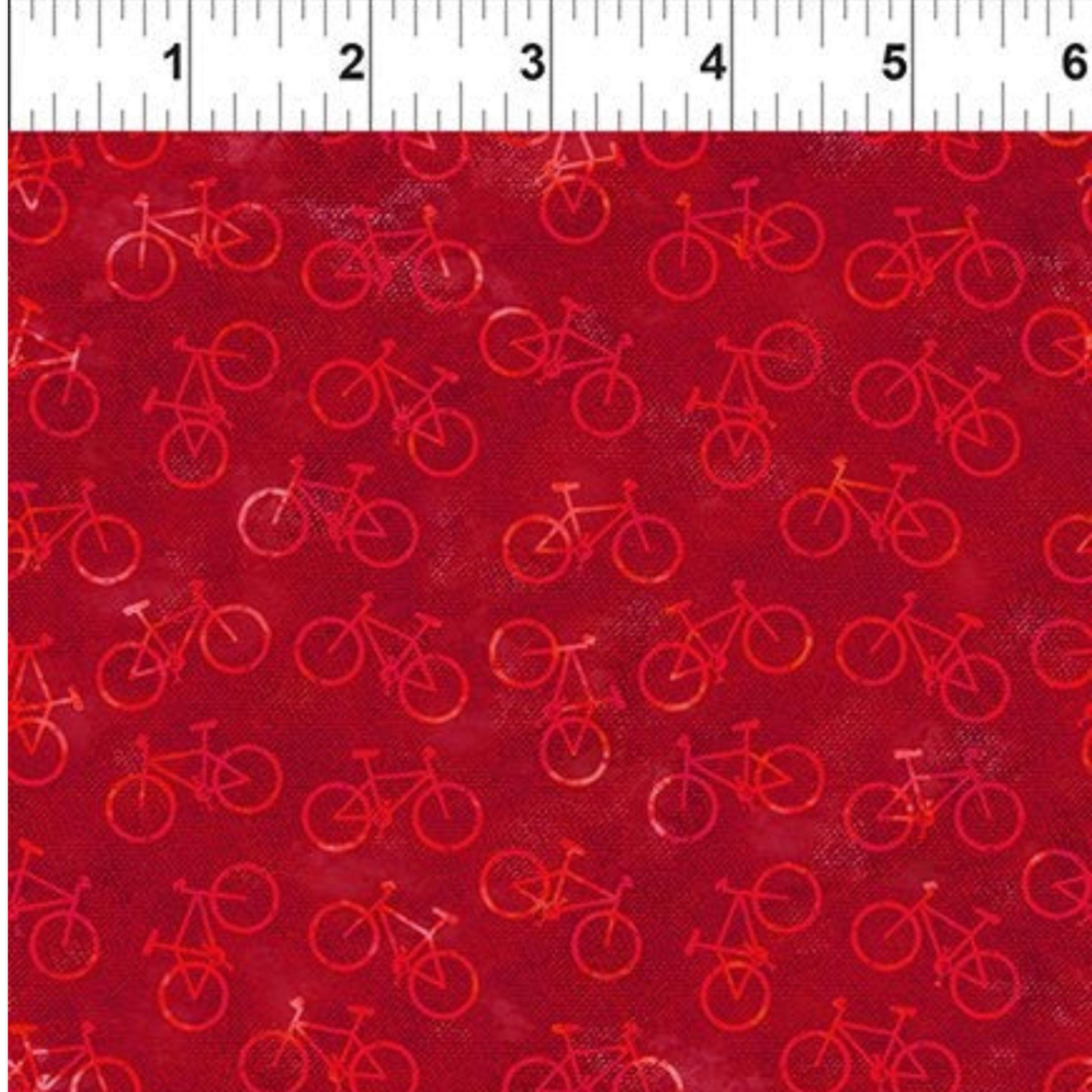 On the Go – Bicycles Red by Jason Yenter (In the Beginning Fabrics)