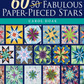 Book cover of '60 Fabulous Paper-Pieced Stars' by Carol Doak with star quilt patterns.