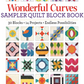 Book cover of 'Wonderful Curves Sampler Quilt Block Book' with quilt block patterns.
