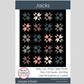 Quilt pattern packaging with star quilt design and 'Busy Hands Quilts' branding.