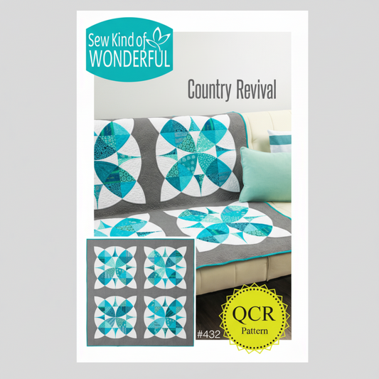 Sew Kind of Wonderful Country Revival quilt pattern packaging with a quilt design on a white background.
