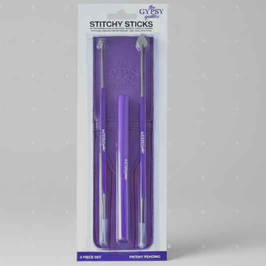 Stitchy Sticks 3-piece sewing and quilting tool set by The Gypsy Quilter in original packaging.