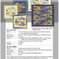 Quilt pattern packaging with fabric swatches and dimensions