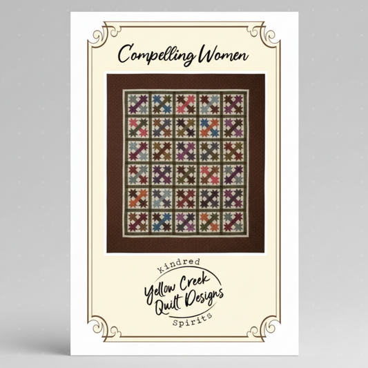 Quilt pattern card with a colorful quilt design and 'Yellow Creek Quilt Designs' branding.