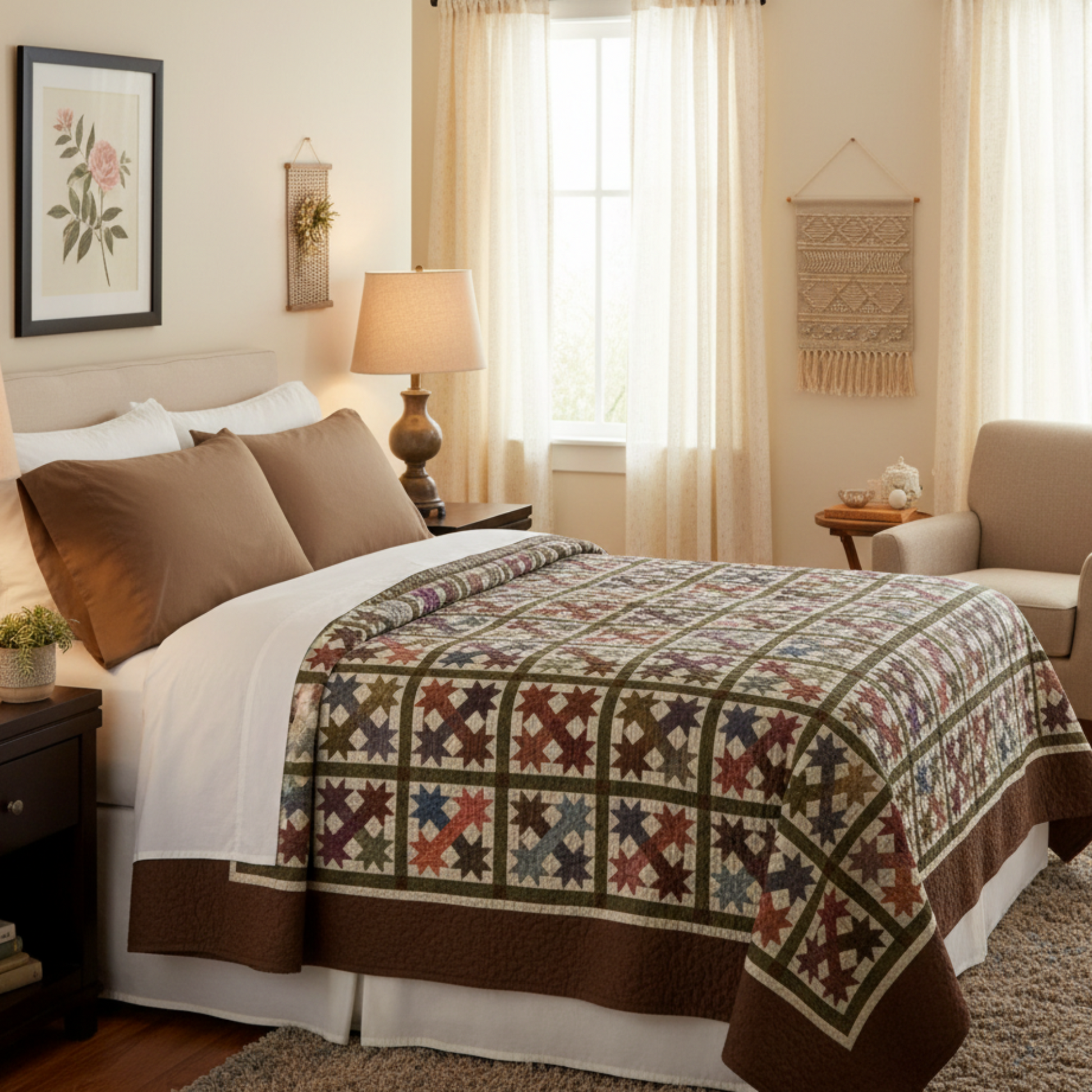 Quilt pattern card with a colorful quilt design and 'Yellow Creek Quilt Designs' branding.