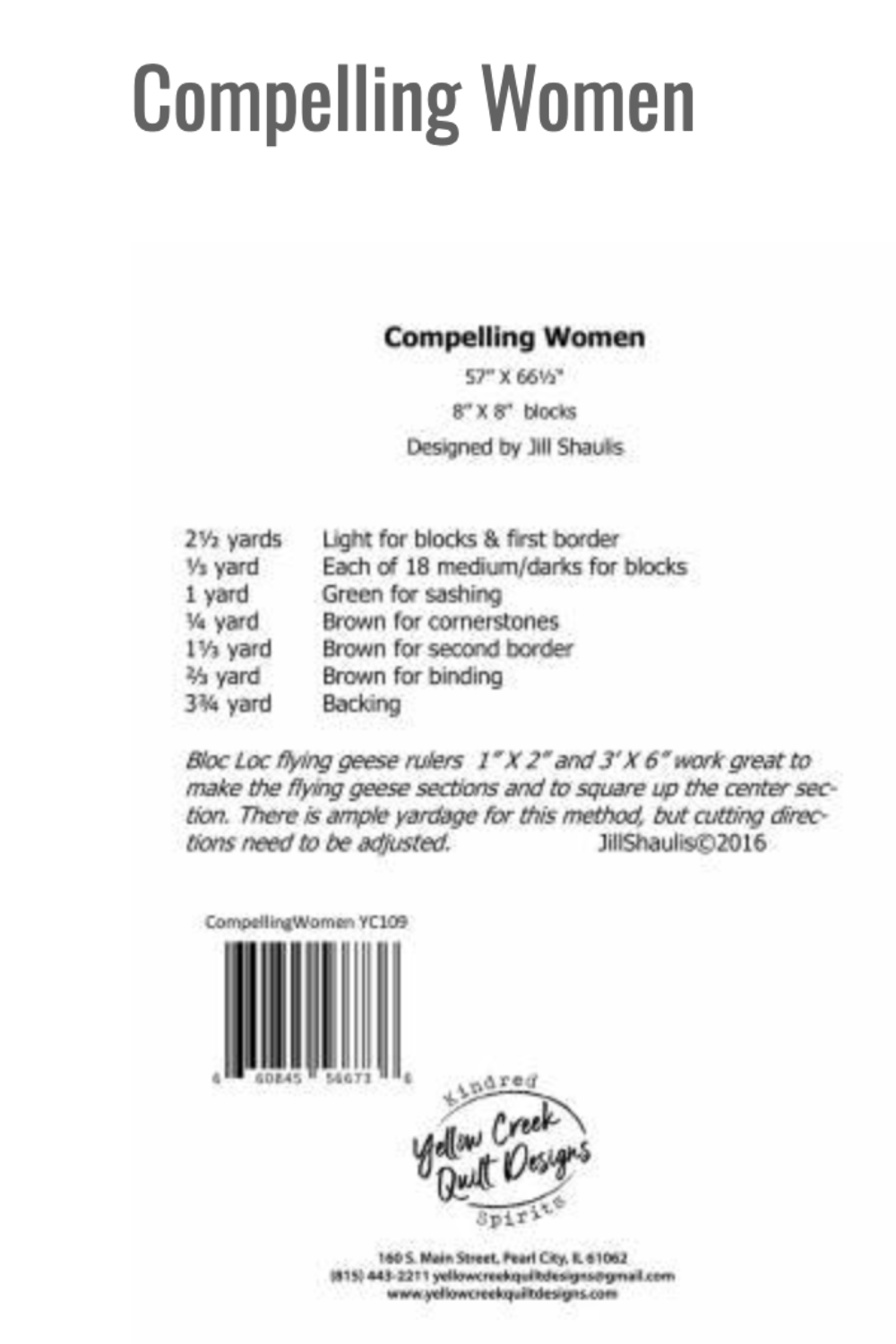 Back of a quilt label with text and design information on a white background