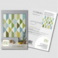 Cosmo fabric pattern with packaging and materials list on a white background
