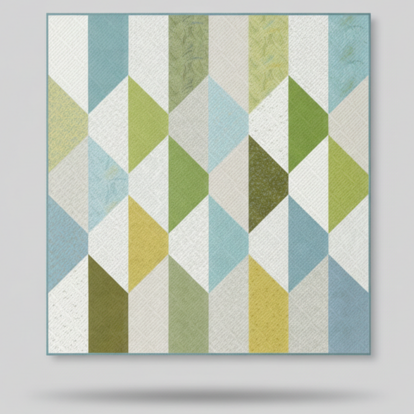 Geometric patterned wall art with 'Zen Chic' branding on a white surface.