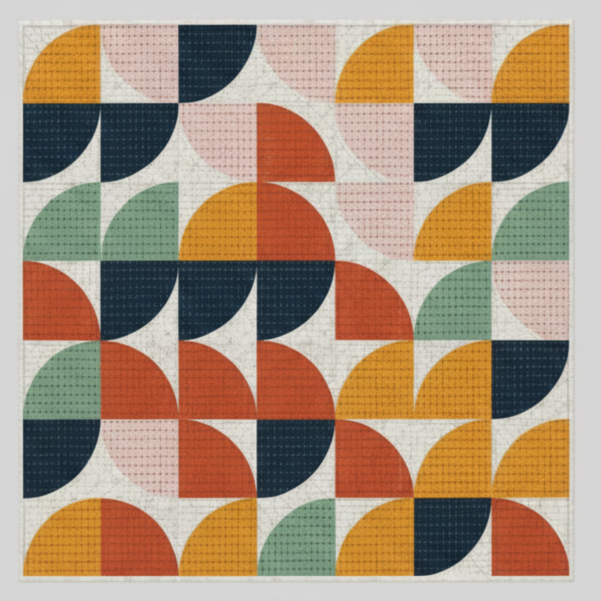 Geometric pattern with colorful shapes on a white background