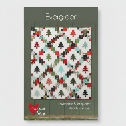 Quilt pattern cover with Christmas tree design on a white background
