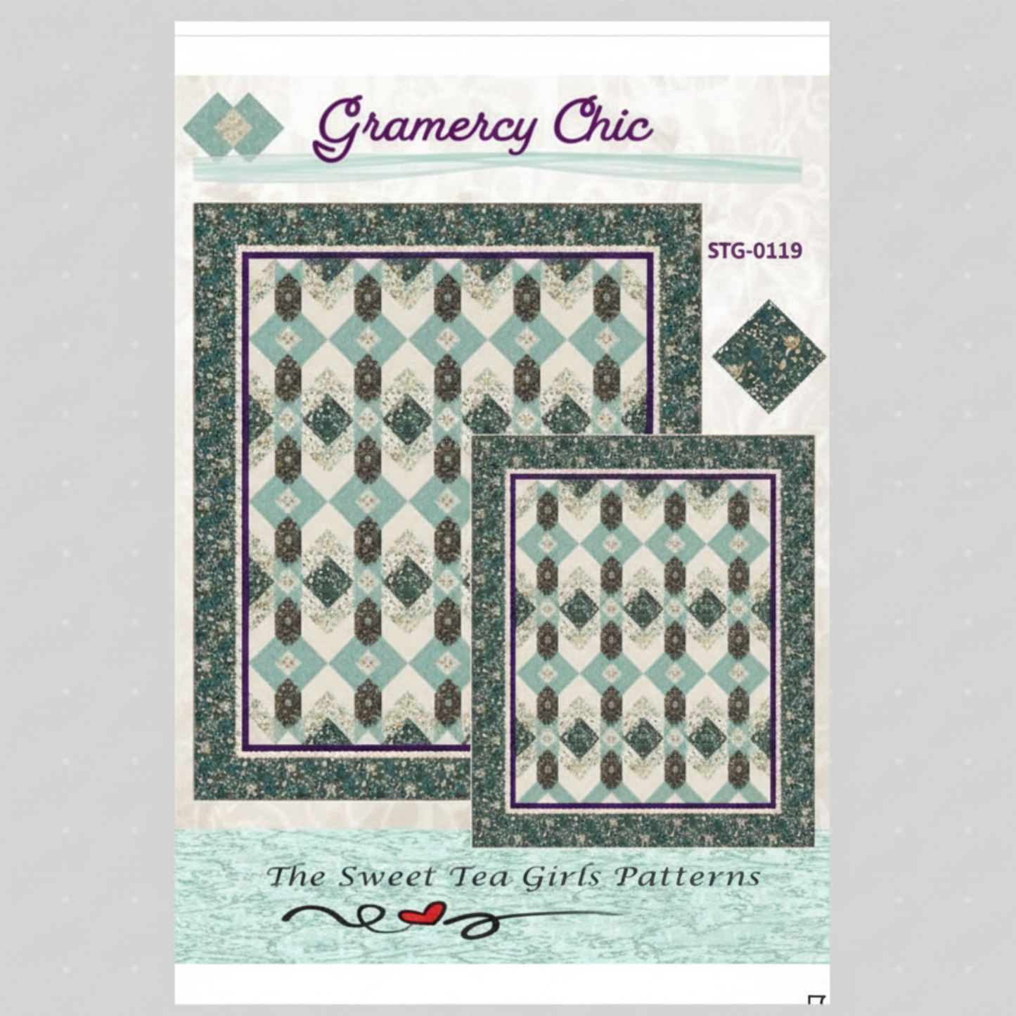 Quilt pattern book titled 'Gramercy Chic' by The Sweet Tea Girls Patterns on a white background.