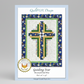 Quilt pattern cover with a cross design and floral border, featuring 'QuiltFOX Design' branding.