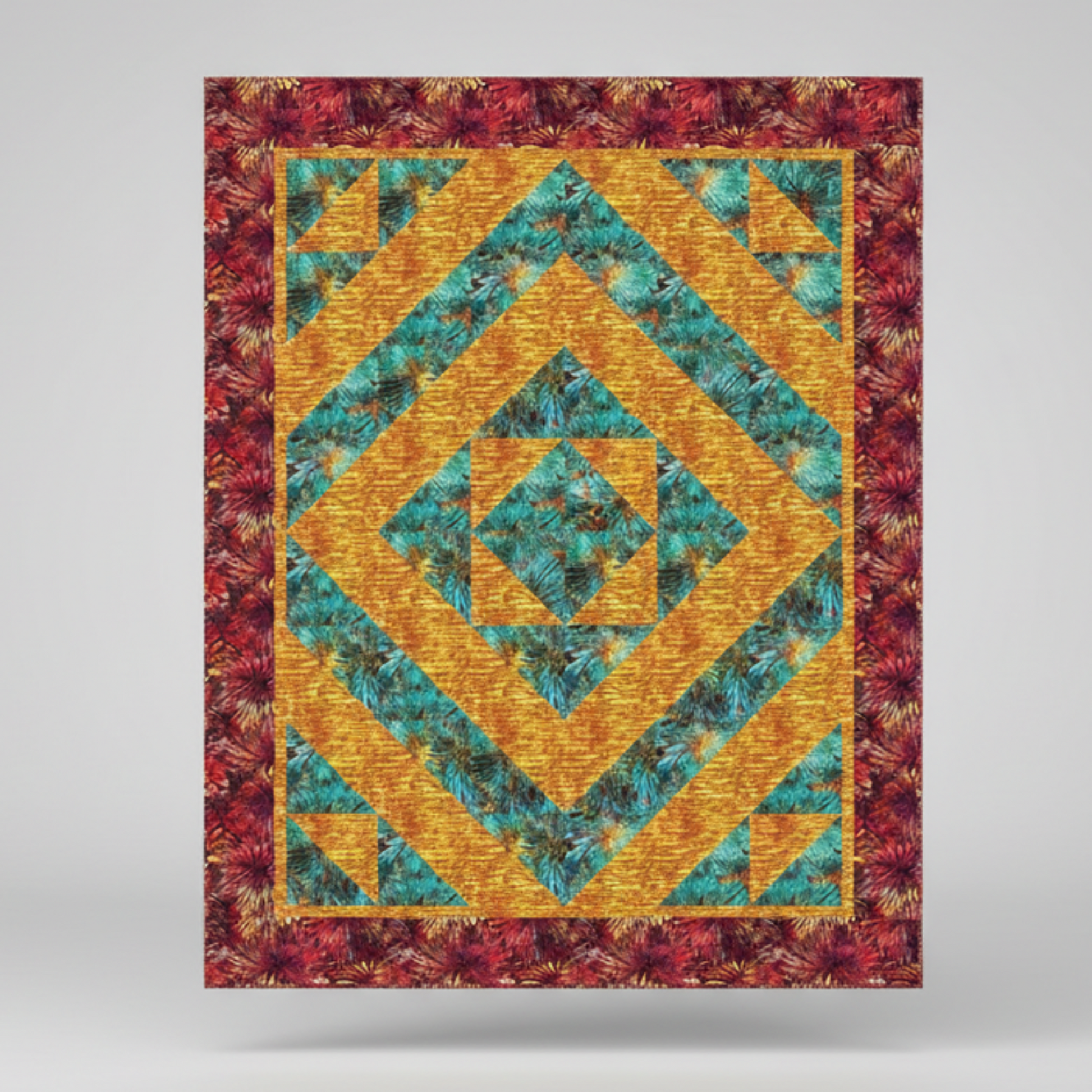 Fabric Cafe Kaleidoscope quilt pattern with geometric design on a white background