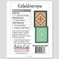 Kaleidoscope quilt pattern with materials list and Fabric Cafe branding