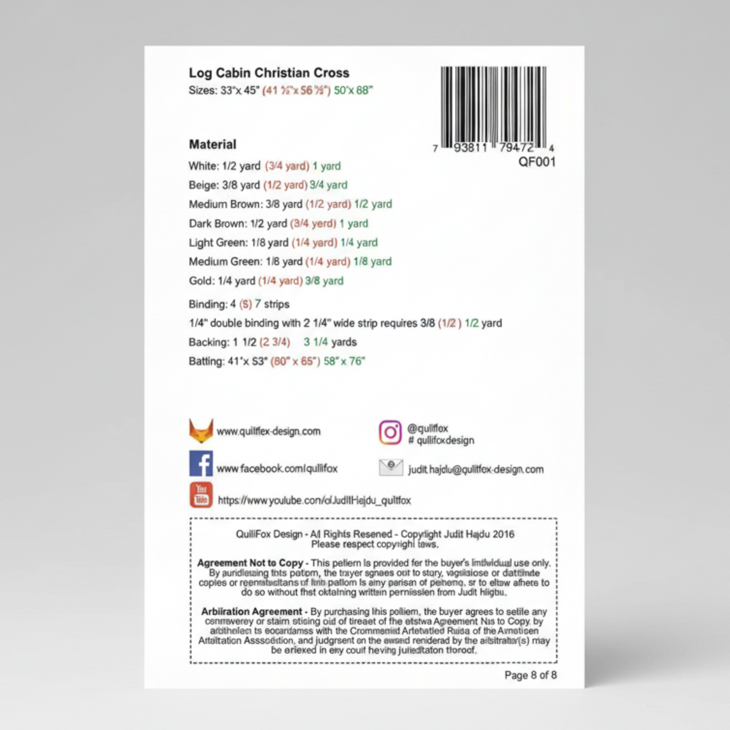 Log Cabin Christian Cross Quilt Pattern