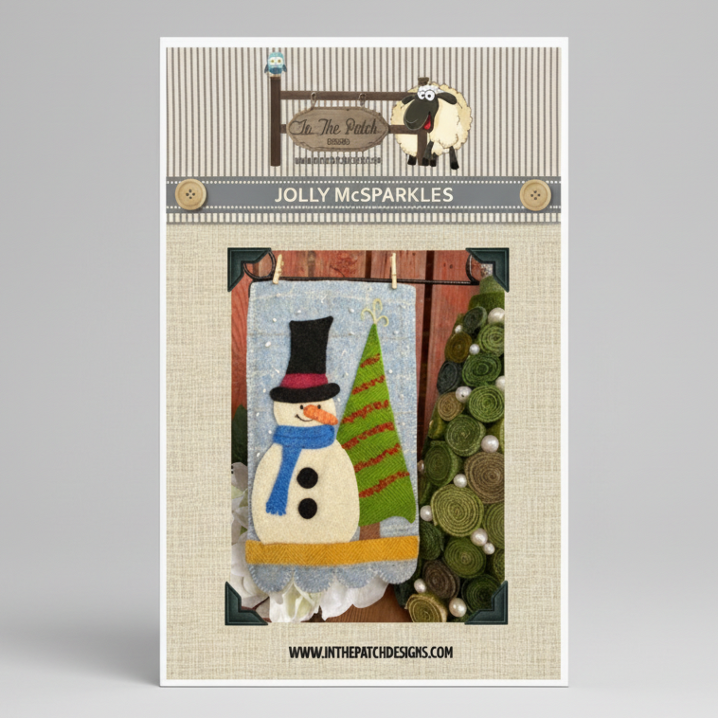 Product packaging for 'Jolly McSparkles' with a snowman design on a gray background