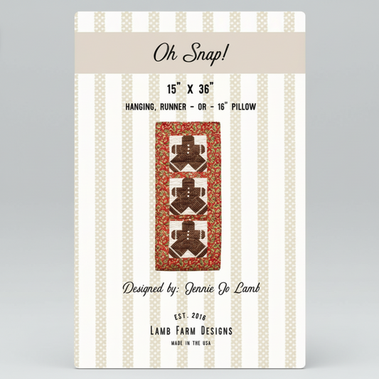 Product packaging for a design by Jennie Jo Lamb featuring two sheep on a red background.