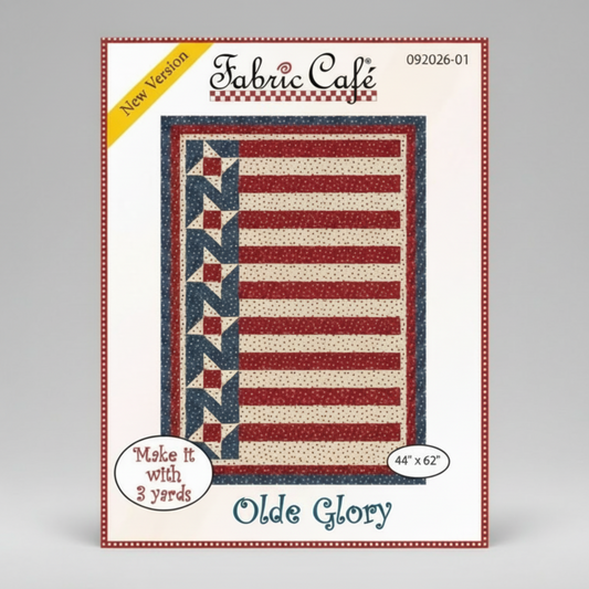 Fabric Cafe pattern for a quilt with Olde Glory design on a white background