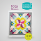 Quilt pattern packaging with colorful quilt design and 'Posh Blossom' branding on a white background.