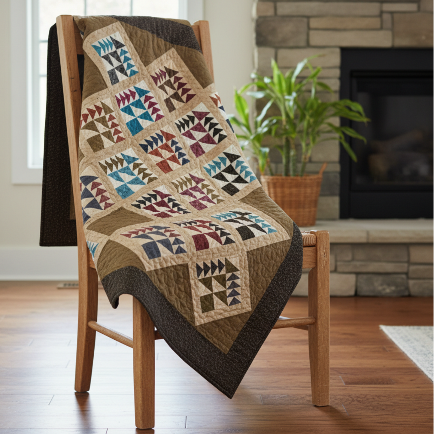Quilt design with 'Quilt Retreat' and 'Yellow Creek Quilt Designs' branding on a beige background.