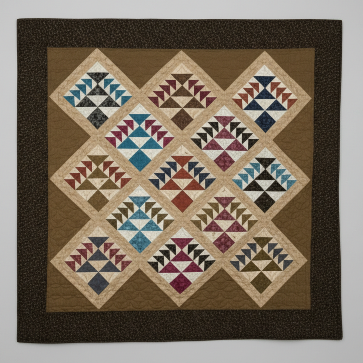 Quilt design with 'Quilt Retreat' and 'Yellow Creek Quilt Designs' branding on a beige background.