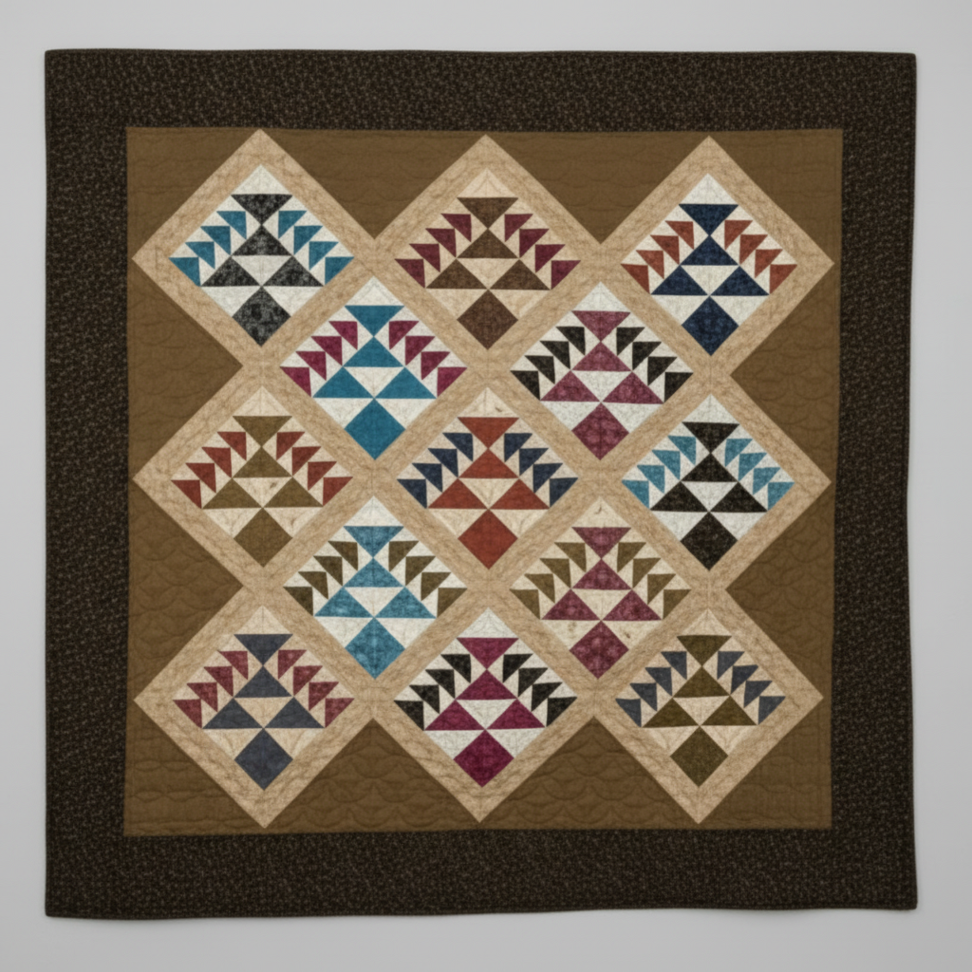 Quilt design with 'Quilt Retreat' and 'Yellow Creek Quilt Designs' branding on a beige background.