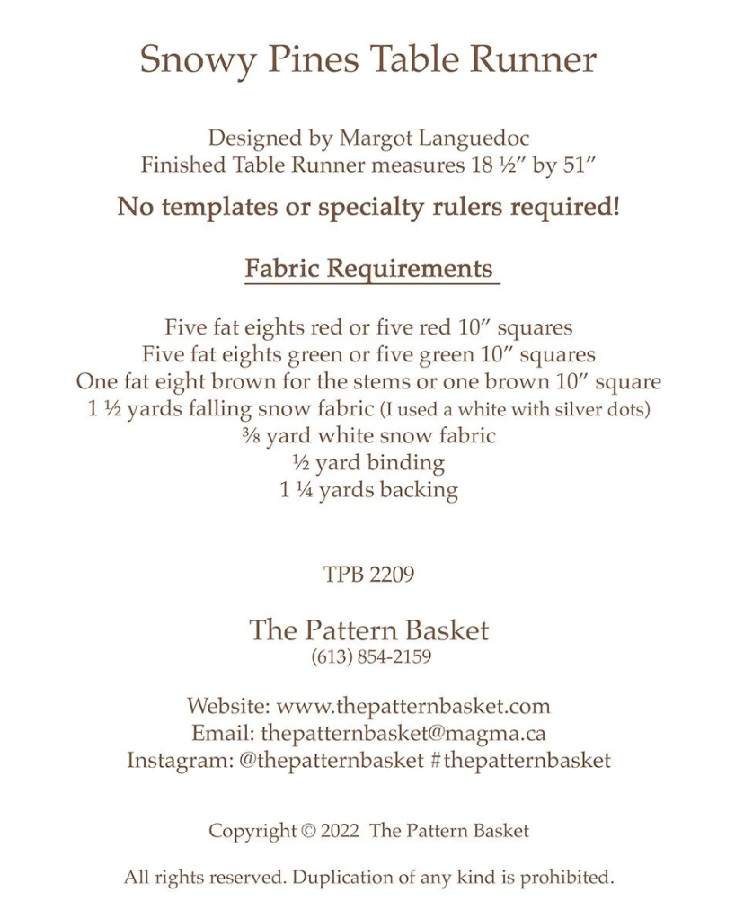 Snowy Pines Table Runner Pattern