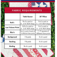 Fabric requirement chart for a Star Spangled table runner and pillow design by Elizabeth Hernandez of The Tipsy Needle.