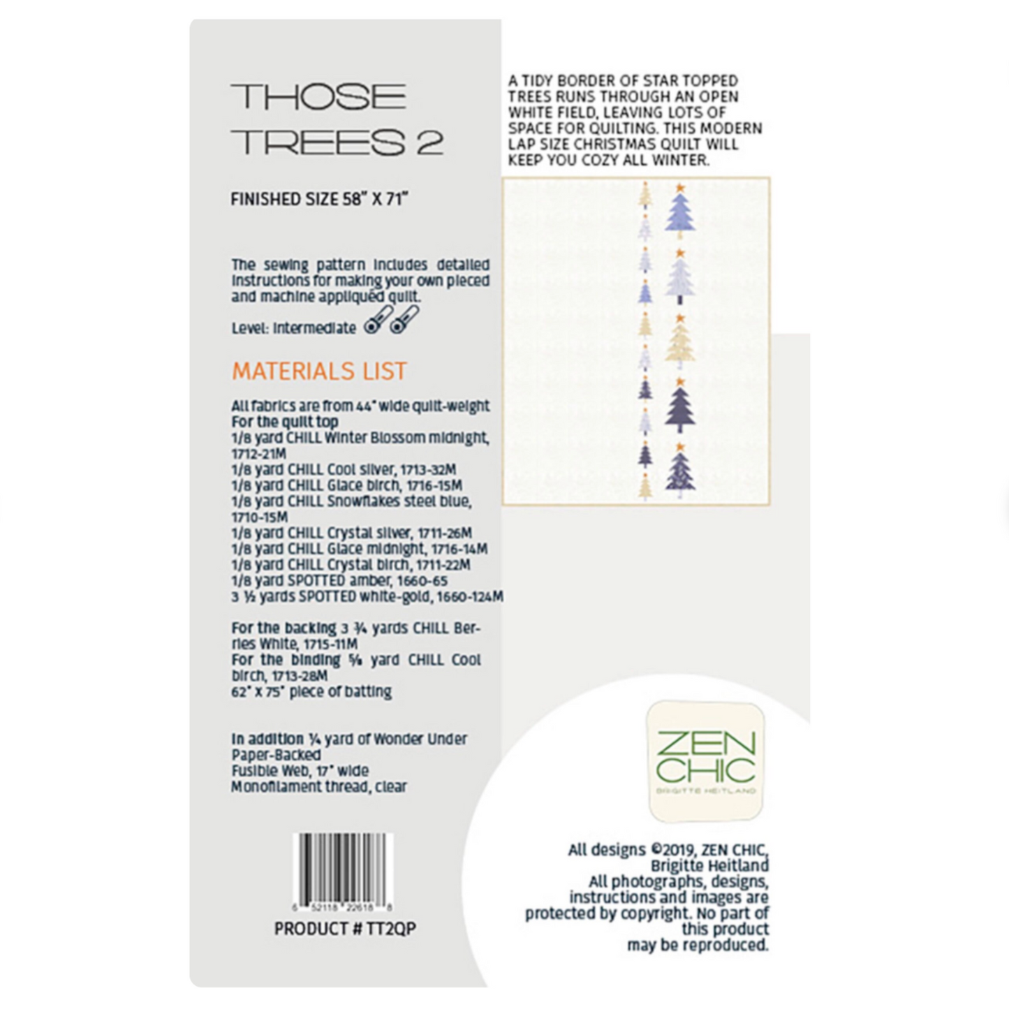Package of 'Those Trees 2' sewing pattern with tree designs on a white background