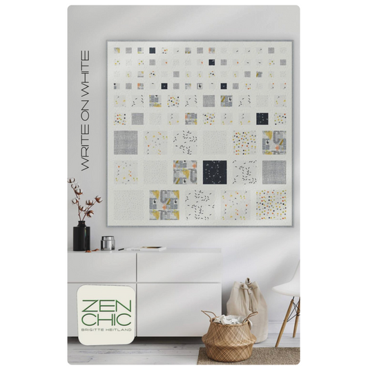 Decorative wall art with geometric pattern on a white wall, featuring the brand 'Zen Chic'.