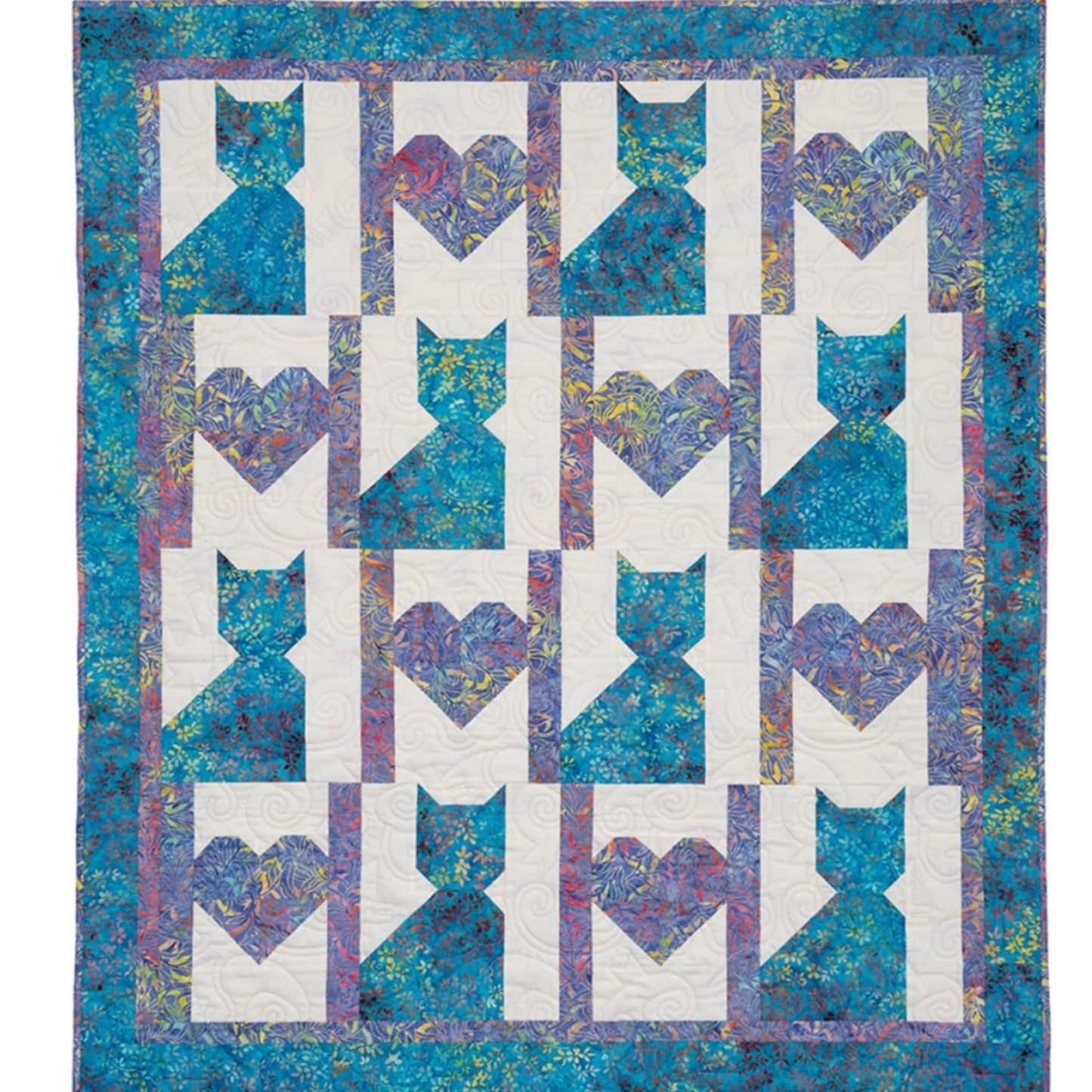 Example of quilt enlarged from lap size to bed size using Double Focus 3-Yard Quilts instructions