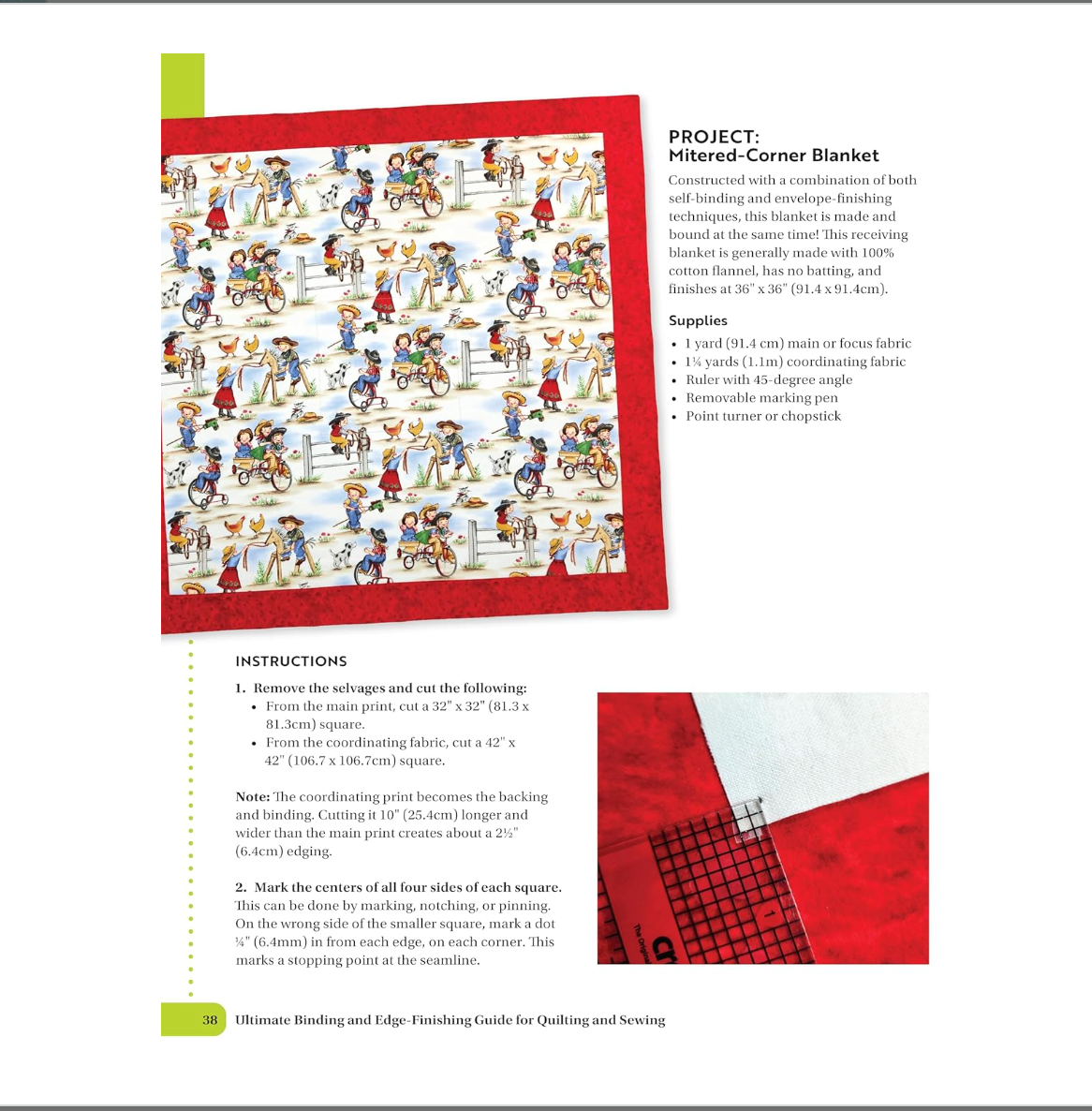 Chenille binding preparation steps shown in quilting and sewing guide