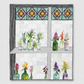 Floral panel quilt featuring glass bottle motifs arranged on shelves