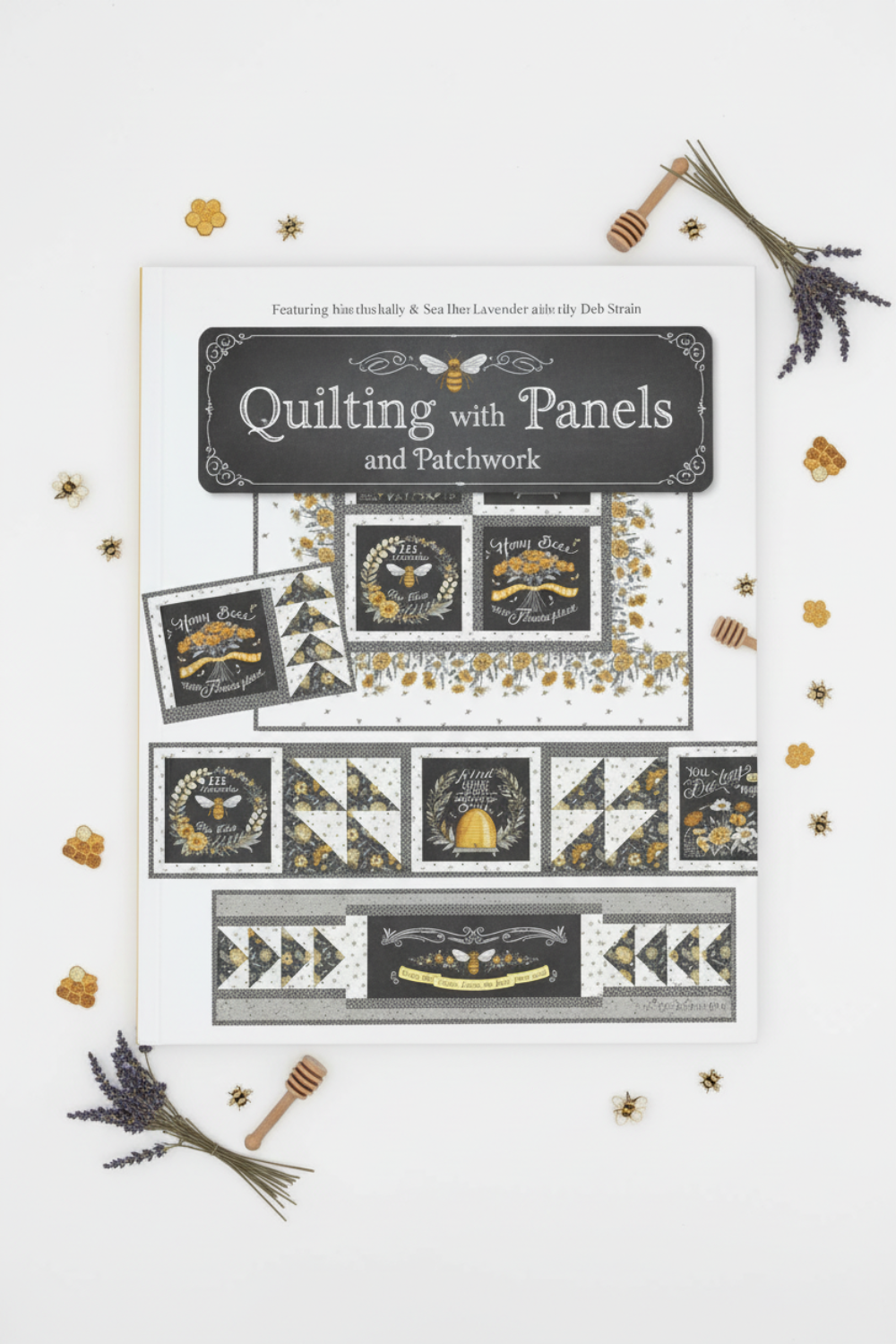 Back cover of Quilting with Panels and Patchwork book showing panel quilt examples and project descriptions