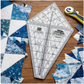 Creative Grids Alaska Quilt Ruler used to trim blue and white quilt blocks for Alaska and kaleidoscope quilt designs