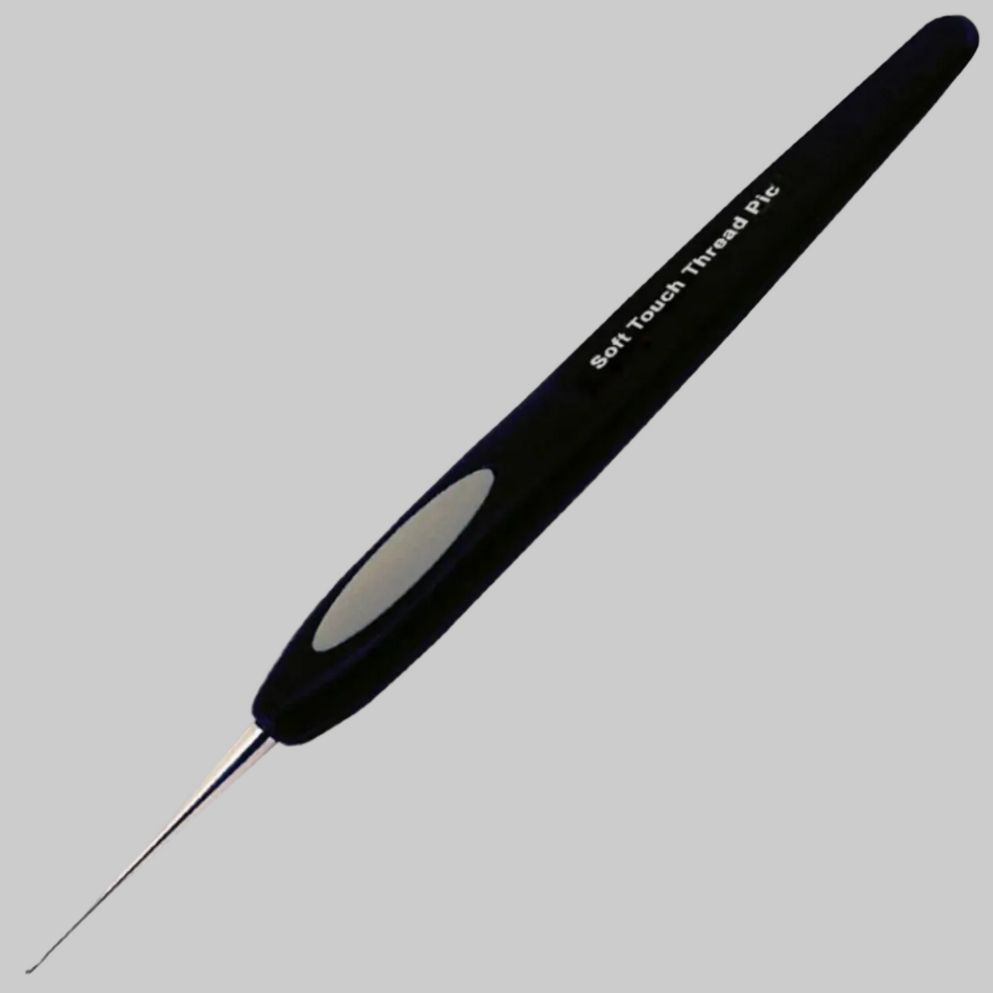 Black and gray needle tool with 'Soft Touch Thread Pro' text on a white background