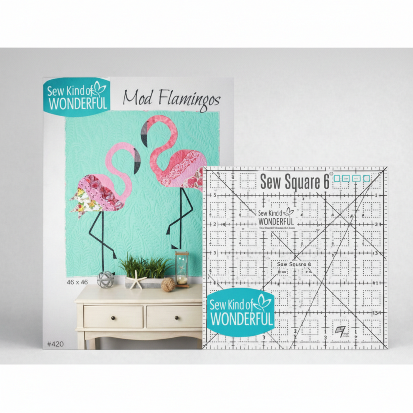 Sew Square 6 quilting ruler used with Mod Flamingos quilt pattern