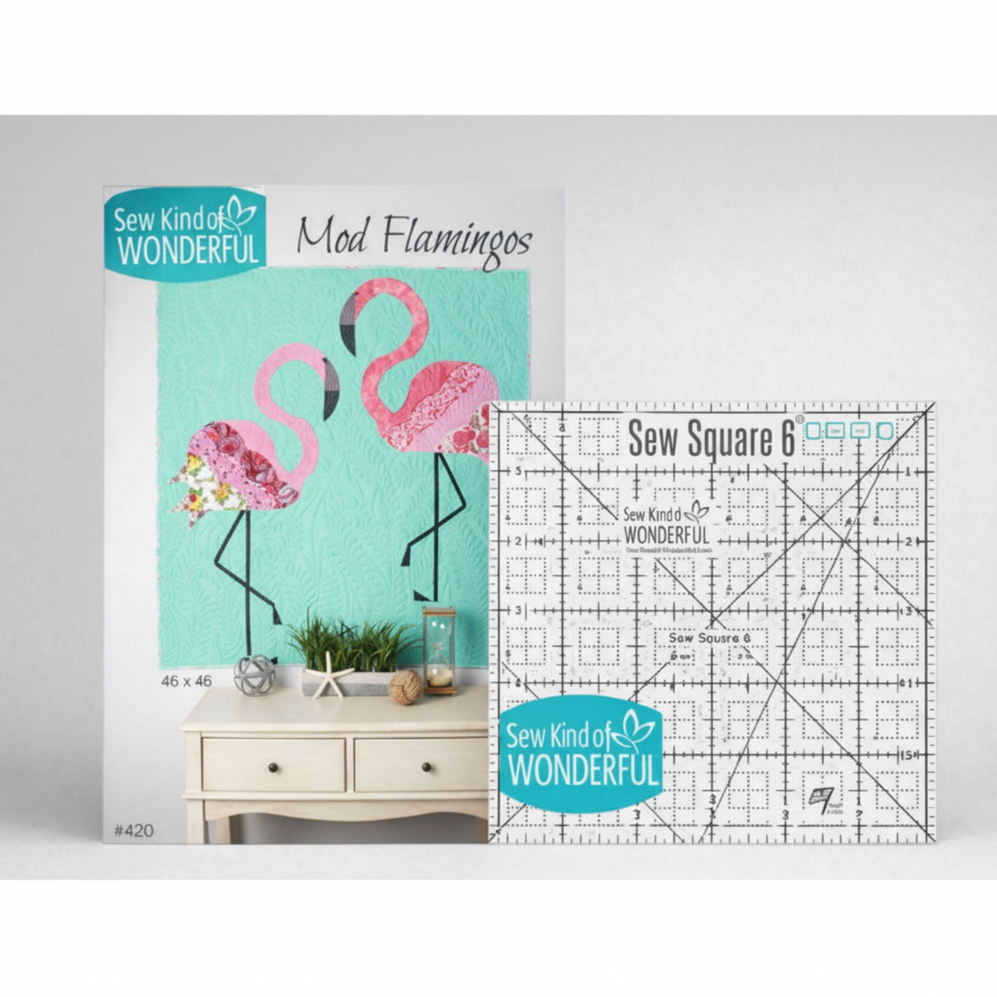 Sew Square 6 quilting ruler used with Mod Flamingos quilt pattern