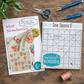 Sew Square 6 ruler with Mod Strawberries quilt pattern on wooden table