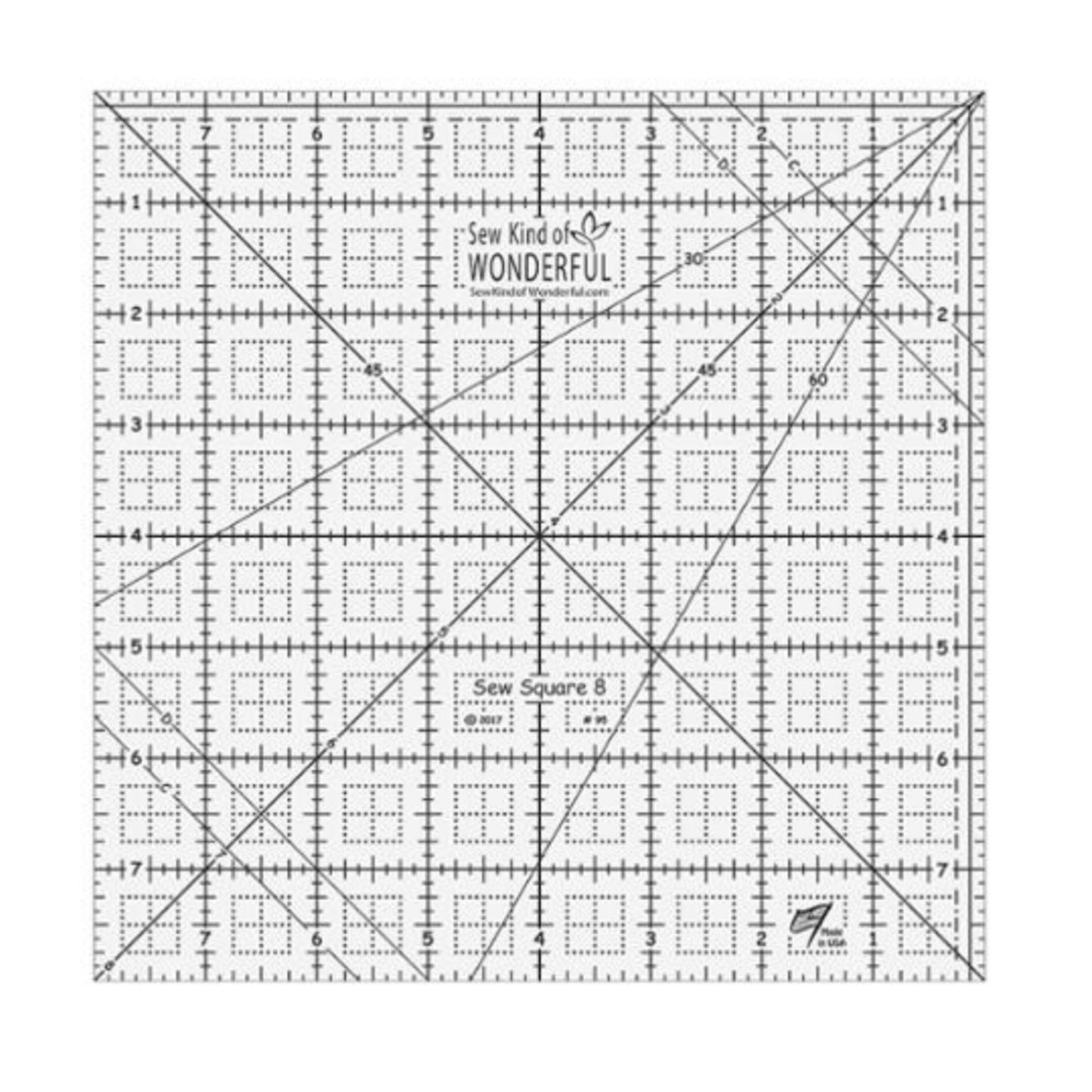 Sew Square 8 quilting ruler clear 8 inch square up ruler with angle markings