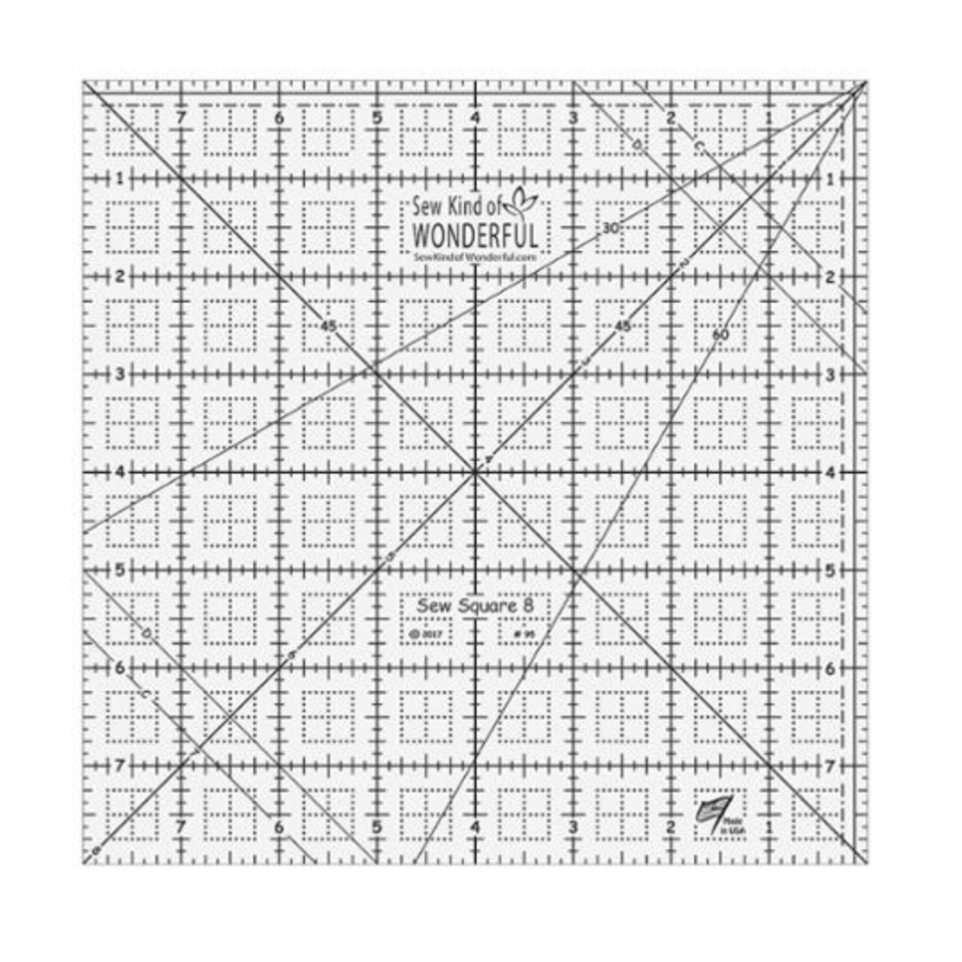 Sew Square 8 quilting ruler clear 8 inch square up ruler with angle markings