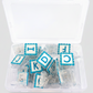 Open AlphaClippies storage case showing clear quilting clips with alphabet and number markers inside plastic organizer box