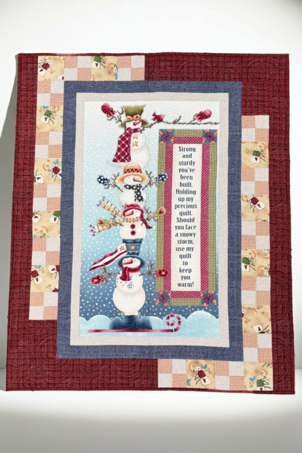 Snowmen 45" x 55" Handmade Holiday Throw Quilt
