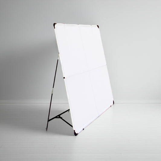 72 inch white flannel quilting design wall assembled on stand