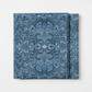 Carpet Bag Romance Blue Marble quilting cotton fabric folded to show intricate symmetrical marbled damask – kaleidoscopic feathered medallion pattern in deep steel blue, slate, and navy with shimmering white highlights by Jason Yenter for In The Beginning Fabrics, 100% cotton, 3 yard cut