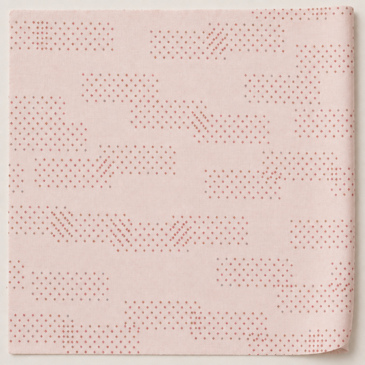 Pale blush Celestial Washi Rose Quartz fabric by Zen Chic for Moda Fabrics, with scattered clusters of tiny muted rose, brown, and gray dots.