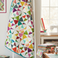 Chic Country quilt pattern by Sew Kind of Wonderful — vibrant scrappy curved pinwheel blocks in multicolor prints on white background with teal binding — 57″×57″ — fat quarter friendly — requires Quick Curve Ruler (QCR) — Shop at IraRobi Quilts — #ChicCountryQuilt #QuickCurveRuler